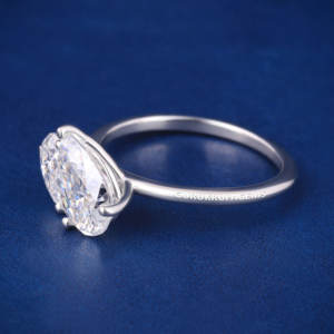 Anillo de compromiso y boda solitario de oro macizo de 18k con diamante moissanita talla pera, claridad VVS D, regalo de San Valentín para mujer - Product Image 2