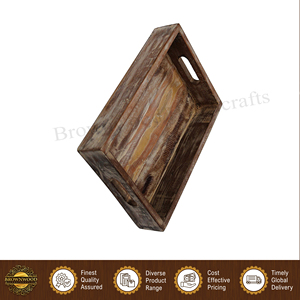 Restaurant & Hotel Supplies High Quality Best Selling 100% Natural <b>Pine</b> Wood Food Serving Tray with Handles from Indian Supplier - Product Image 2