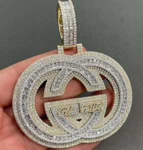 Collar de Lujo con Colgante Inspirado en Doble G, con Incrustaciones de Moissanita VVS, Joyería Hip Hop con Diamantes, en Tono Plata y Oro - Product Image 3