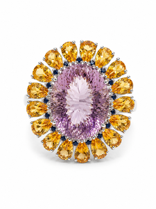 Multi Color Stone <b>Ring</b> in 92.5 Sterling Silver KLSR-12277 - Product Image 1