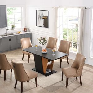 Tavolo da Pranzo Allungabile Moderno da 61,81 Pollici con Vano Portaoggetti Integrato, Struttura in Metallo Robusto e Base in MDF - Product Image 3
