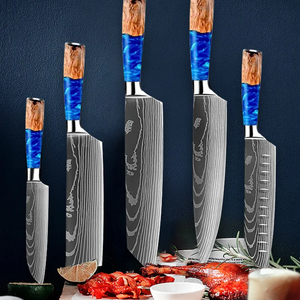 10-Piece Damascus Steel <b>Knife</b> <b>Set</b> 96-Layer Wooden Handle Blue Resin Inlay <b>Sharp</b> Chef <b>Knives</b> Ambidextrous Kitchen Cutlery - Product Image 5