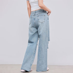 กางเกงยีนส์เดนิมสีน้ำเงินขาดๆ สำหรับผู้หญิง ขายส่ง กางเกงยีนส์ผู้หญิง กางเกงยีนส์ขาดๆ กางเกงยีนส์ทรงหลวมสำหรับผู้หญิง - Product Image 4