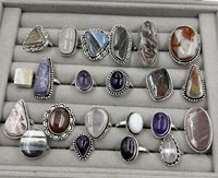 Lot en gros de bagues assorties en pierres précieuses, bagues empilables, faible MOQ, pour distributeurs de bijoux