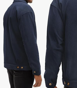 Blouson bomber en velours côtelé pour homme, fermeture éclair, style trucker vintage, avec poches et doublure - Product Image 3