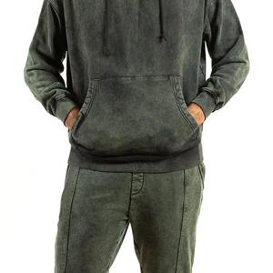 Stylish Custom Hooded Winter Printed Casual Sun Faded Men Women Sweat Suit Set Acid Wash Tracksuit 100% Cotton - Product Image 6