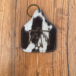 Nouveau fabricant en gros cheveux de luxe sur peau de vache Vintage personnalisé gravure laser porte-clés en cuir véritable porte-clés occidentaux - Product Image 4