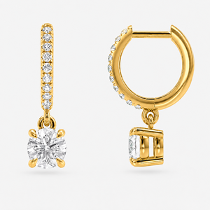 14k <b>Solid</b> <b>Gold</b> IGI Certified Lab-Grown Diamond Solitaire <b>Huggie</b> Earrings D-F Color VS1-VVS2 Clarity Wedding - Product Image 2
