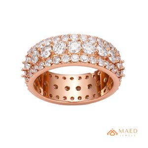 Mens Rose Gold Tone Moissanite Diamond Eternity Band <b>Ring</b> Luxury Hip Hop Jewelry for Men - Product Image 1