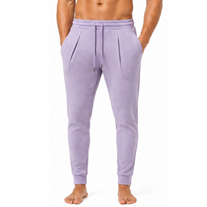 <b>Mens</b> Waffle Knit Training Trousers <b>Slim</b> <b>Fit</b> Textured Casual <b>Jogger</b> Pants Elastic Waist Drawstring Custom Sports Bottoms Custom - Product Image 1