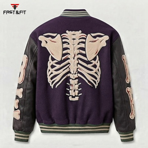 Veste en toile de baseball unisexe avec logo personnalisé, design coupe-vent pour l'hiver, broderie noire et position du logo sur le devant - Product Image 2