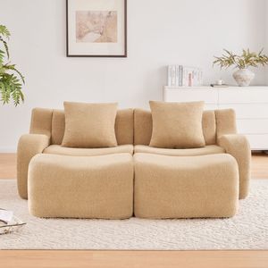 Divano Chaise Longue Ergonomico 32D in Tessuto Teddy Morbido ad Alta Densità, Design Antiscivolo, Braccioli Curvi, per Soggiorno - Product Image 3