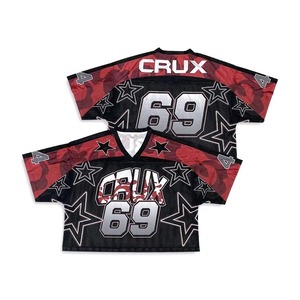 เสื้อฟุตบอลอเมริกันพิมพ์ลายแบบสั่งทำขายส่ง ระบายอากาศได้ดี ไซส์ใหญ่พิเศษ ทรงหลวมสไตล์เรโทร ผ้าตาข่าย สำหรับแฟนๆ แบบซับลิเมชั่น - Product Image 1