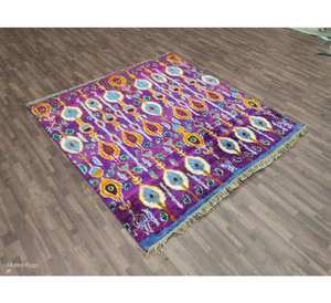 Purple color Hand-Knotted 8x10 Persian Wool Area Rug Multi-Color Abstract Pattern for Living & Dining Room Set reasonable price - Product Image 3