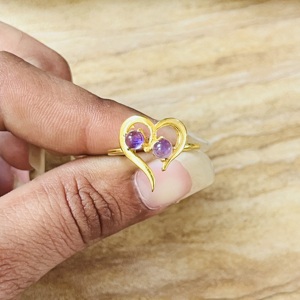 2026 Fashionable Dainty Heart <b>Ring</b> Amethyst 18k Gold Plated <b>Ring</b> <b>Statement</b> Brass <b>Ring</b> Modern Romantic Wholesale <b>Ring</b> For Women - Product Image 6
