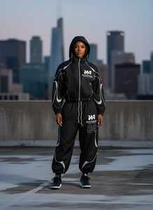 Conjunto Deportivo Personalizado de Gran Tamaño, Ligero, con Capucha, Cortavientos, con Ribete Reflectante, Estilo Urbano, de Nailon - Product Image 5