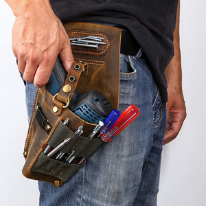 Étui de ceinture en cuir véritable pour outils électriques, robuste, pour électricien, charpentier, travaux de construction, pochette de travail en alliage, automatique - Product Image 1