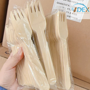 Venta a granel, tenedor de madera biodegradable ecológico, cubiertos desechables - Product Image 4