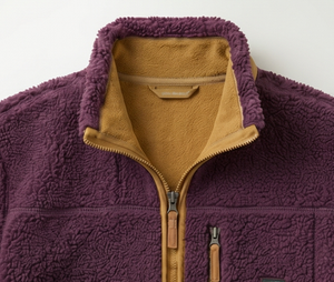 Chaqueta de Forro Polar Morado para Hombre, Cierre de Cremallera, Cuello Alto, Ropa Casual de Invierno, Corte Regular, Forro de Sherpa, Resistente al Viento, Abrigo Grueso y Cálido - Product Image 4