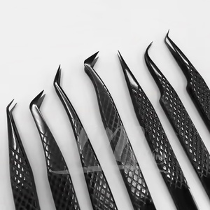 Pince à épiler en acier inoxydable pointue de haute qualité, revêtement plasma noir, pour extensions de cils – Meilleure vente RMI - Product Image 2