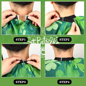 Capa de Peluquería con Patrón de Trébol Verde, Poliéster Resistente al Agua, Capa de Corte de Pelo para Salón de Belleza, Cierre Ajustable con Broches, Reutilizable - Product Image 3