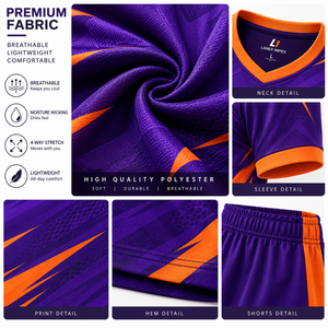 Ensemble d'uniformes de football personnalisés en usine, maillot et short d'équipe de football, kit de vêtements de sport, impression par sublimation complète, respirant, séchage rapide, OEM - Product Image 5