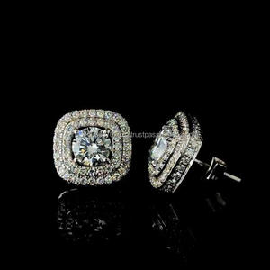 Classic Heart Cut Moissanite Diamond Earrings 925 Sterling <b>Silver</b> Luxury Women <b>Stud</b> Jewelry - Product Image 2