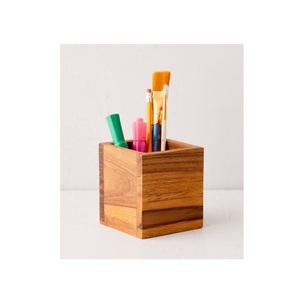 Support à stylos en bois naturel rustique, organisateur de bureau décoratif pour stylos, crayons, outils d'art et espace de travail créatif - Product Image 5