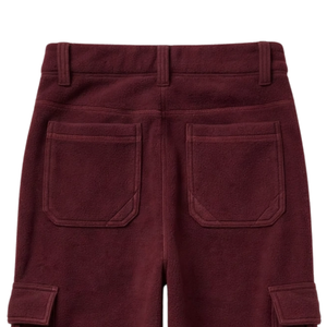 <b>Mens</b> Burgundy Sherpa <b>Lined</b> Heavyweight <b>Fleece</b> Cargo Pants Warm Utility Pockets Drawstring Waist Winter Casual Street Style - Product Image 5