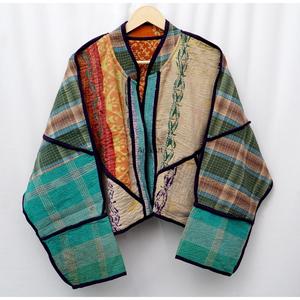 <b>ART</b>&<b>ART</b> Traditional Handmade Premium Cotton Kantha Jacket Eco-Friendly Vintage Autumn Party Wear Women's Outerwear Open Closure - Product Image 1