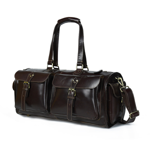 Bolsa de viaje vintage grande de cuero genuino Crazy Horse con cierre de cremallera a precio competitivo - Product Image 2