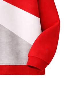 Sudadera Personalizada para Mujer con Cierre de Cremallera, Diseño de Bloques de Color Diagonales en Rojo, Blanco y Gris, Felpa, Informal, Cálida para Invierno, Talla Grande - Product Image 6