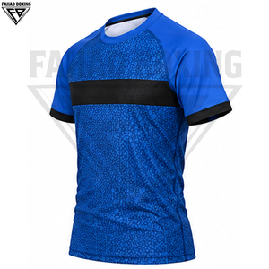 Nuevo Conjunto Deportivo Ligero con Patrón Texturizado Azul y Negro, Servicio OEM ODM, Camiseta Deportiva y Pantalones Cortos a Juego - Product Image 2