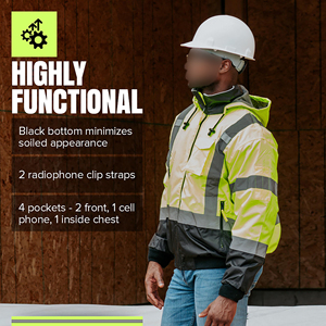 เสื้อแจ็คเก็ตนิรภัยทางเทคนิค สะท้อนแสงมองเห็นได้ชัดเจน ซิปกันน้ำ กระเป๋าอเนกประสงค์ ชุดทำงานกลางแจ้ง ป้องกันภัย - Product Image 5