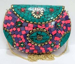 Bolso de Mano Metálico Estilo Bohemio para Mujer, Modelo GC-BG-368, Ideal para Fiestas, Directo de la India, al Mejor Precio - Product Image 1
