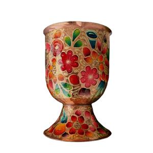 Gobelet à vin en cuivre gravé artisanal vintage, design floral martelé, calice de luxe, vaisselle royale, tasse à eau décorative en métal - Product Image 1