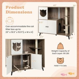 Cat Apartment with Litter Box and Scratching Post Furniture Locker for Feline Comfort - Product Image 5
