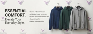 Heavyweight Cotton Fleece Oversized Hoodie Streetwear <b>Plain</b> <b>Black</b> Drop Shoulder Pullover <b>Men</b> Casual Winter <b>Sweatshirt</b> - Product Image 6