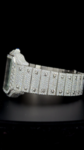 Montre Hip Hop pour homme 41 mm avec diamants Moissanite VVS 1 de qualité supérieure, mouvement automatique à quartz, cadran arabe, montre blanche - Product Image 4