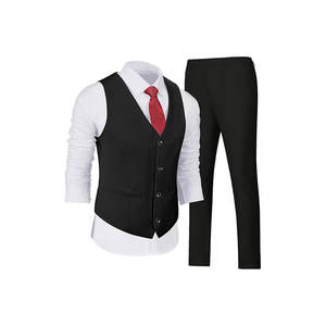 Trajes de Negocios de Terciopelo Tejido a Crochet de 2 Piezas para Hombre - Blazer Cruzado, Pantalones con Pliegues Delanteros, Tallas Grandes, Cuello Mandarín, para Boda - Product Image 3