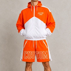 ชุดเซ็ตแฟชั่นผู้ชายสไตล์ Urban  แจ็คเก็ตกันลมสีสันตัดกัน  คอตั้ง  ตัวอักษรขนาดใหญ่  ผ้าไนลอน  ขายส่ง - Product Image 3