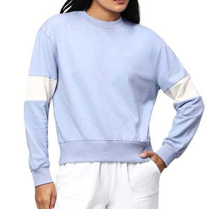 Sweat-shirt à manches longues en coton 100% écologique, couleur unie, lavé, pour femmes, hiver - Vente en ligne à prix réduit - Product Image 2