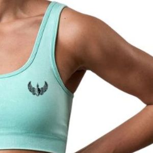 Sujetador Deportivo Azul Cielo con Cuello Cuadrado para Mujer, Ropa Deportiva Elástica para Gimnasio, Entrenamiento, Ejercicio, Ropa de Alto Rendimiento - Product Image 6