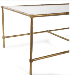 <b>Glass</b> Top Coffee <b>Table</b> Metal <b>Side</b> <b>Table</b> Modern Living Room Center <b>Table</b> Brass Finish - Product Image 5