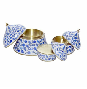 Suri-caja de incrustaciones de hueso para decoración del hogar, baratijas de aspecto de hojas con incrustación de hueso Natural de resina de Color azul, baratija hecha a mano - Product Image 4