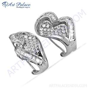 Boucles d'oreilles en argent de créateur avec accessoire élégant et luxueux CZ - Product Image 1