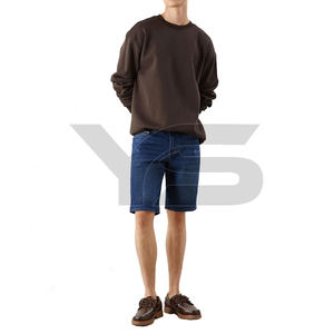 Shorts en jean taille haute coupe droite - Style streetwear décontracté 100% coton délavé à l'acide séchage rapide lavable logo personnalisé (rubber en relief) - Product Image 4