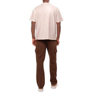 T-shirt décontracté à manches courtes et col rond pour homme, coupe classique, couleur crème, 100% coton - Product Image 2