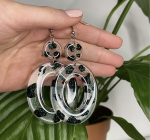 Authentique nouveauté grandes boucles d'oreilles créoles en acétate d'écaille de tortue marron foncé nouveaux bijoux d'oreille cerceau en résine à la mode - Product Image 1