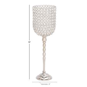 Silver Candle <b>Stand</b> with <b>Glass</b> Sleeve 19 Inch Durable Home Decoration - Product Image 5